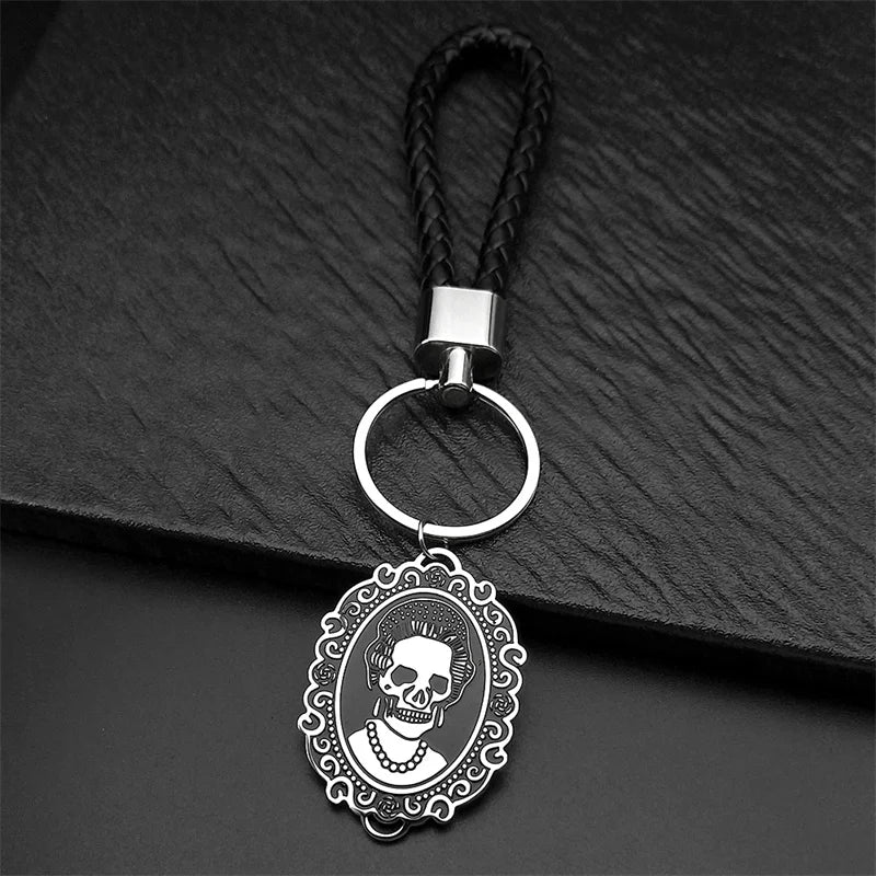 Skull Key Steel Pendant Gothic Skeleton Leahter