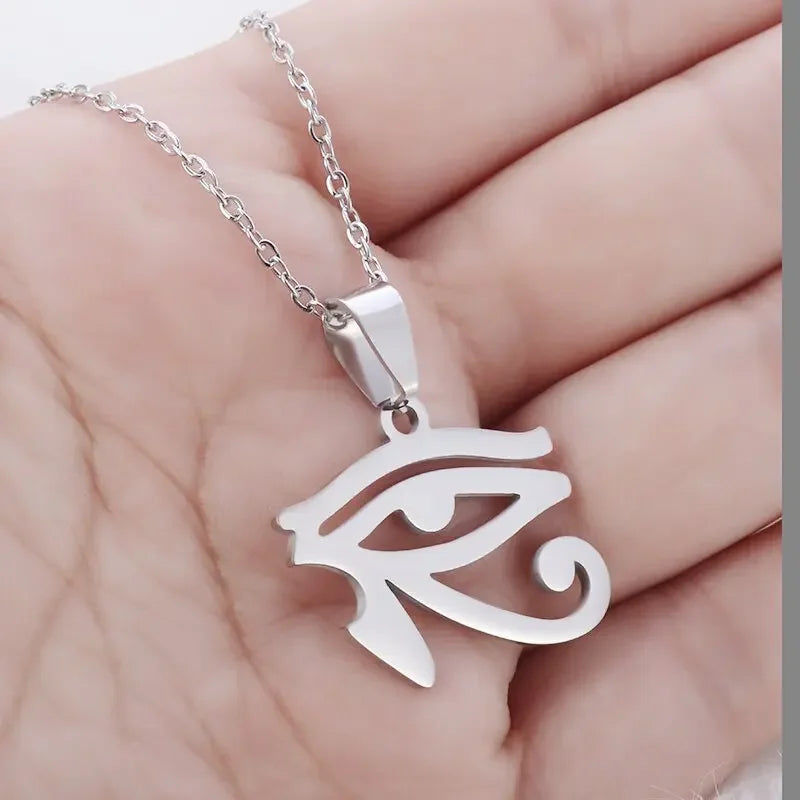 Stainless Steel Ancient Egyptian Ankh Cross Life Key Totem Necklace Men and Women Lucky Amulet Jewelry