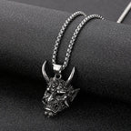 Japanese Hannya Mask Horn Men Necklaces Pendants Stainless Steel Chain Punk for Boyfriend Male Jewelry Creativity Gift Wholesale