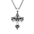 Vintage 316L Stainless Steel Flame Cross Pendant Necklace Hip Hop Fashion Casting Men Necklaces Party Jewelry Gifts Dropshipping
