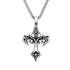 Vintage 316L Stainless Steel Flame Cross Pendant Necklace Hip Hop Fashion Casting Men Necklaces Party Jewelry Gifts Dropshipping