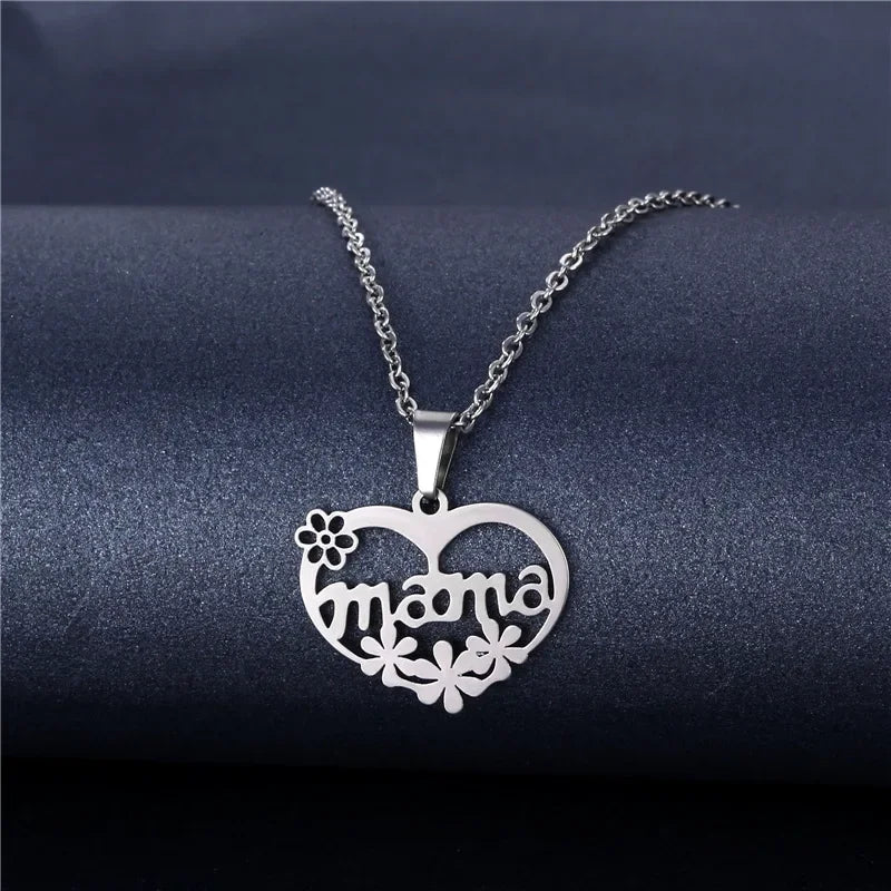 Mama Letter Pendant Necklace — Minimal