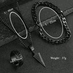 Black Cross Cuban Chain Necklace Ring Bracelet Set