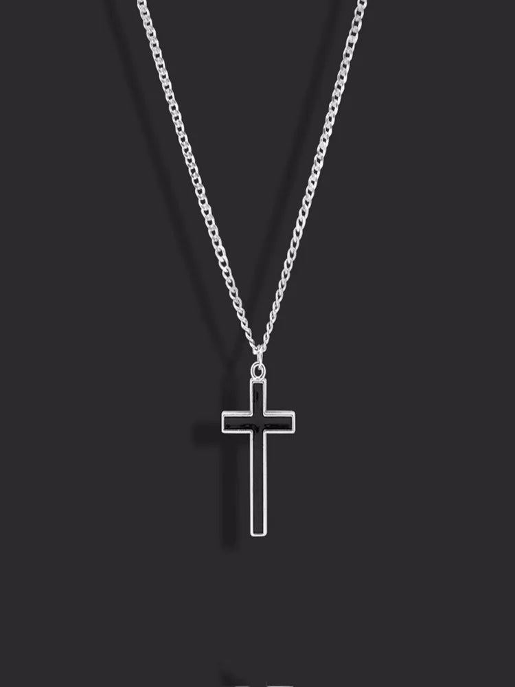 Cross Black Pendant Japanese Korean