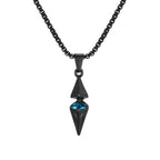 Blue Stone Geometric Pendant Necklace — Stainless Steel