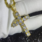 Iced Out Cross Pendant Necklace Stainless Steel CZ