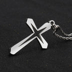 Templar Cross Round Medal Pendant Necklace — Stainless Steel