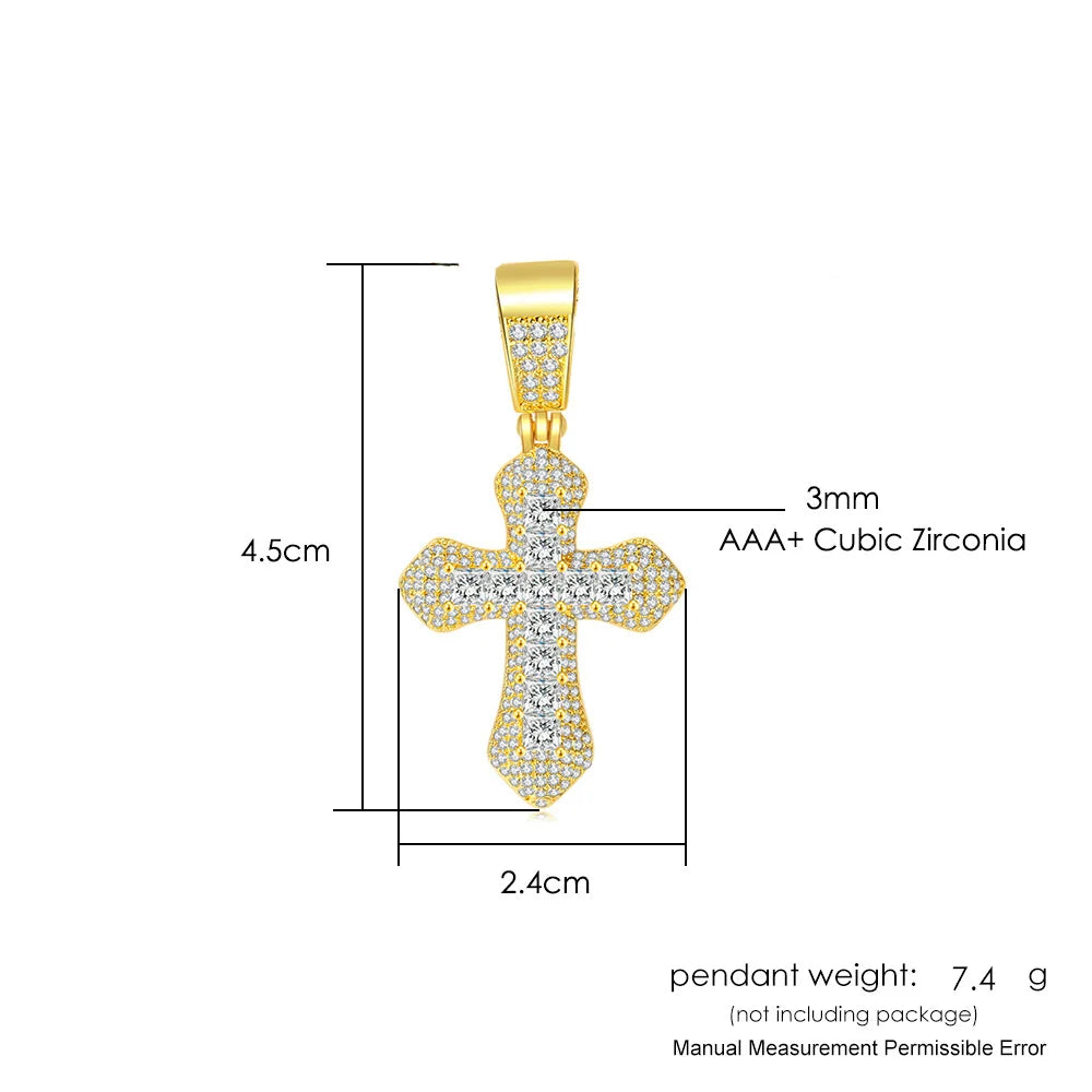 Cross Pendant Rope Chain Necklace Iced Out
