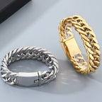 Cool 17MM Width Curb Cuban Link Chain Bracelet for Man Polished Stainless Steel Men's Bracelets Punk Rock Jewelry