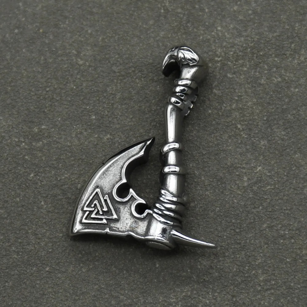 Stainless steel Nordic Rune Thor\'s Hammer Pendant Odin Celts Valknut Thors axe Necklace Men's Amulet Jewelry