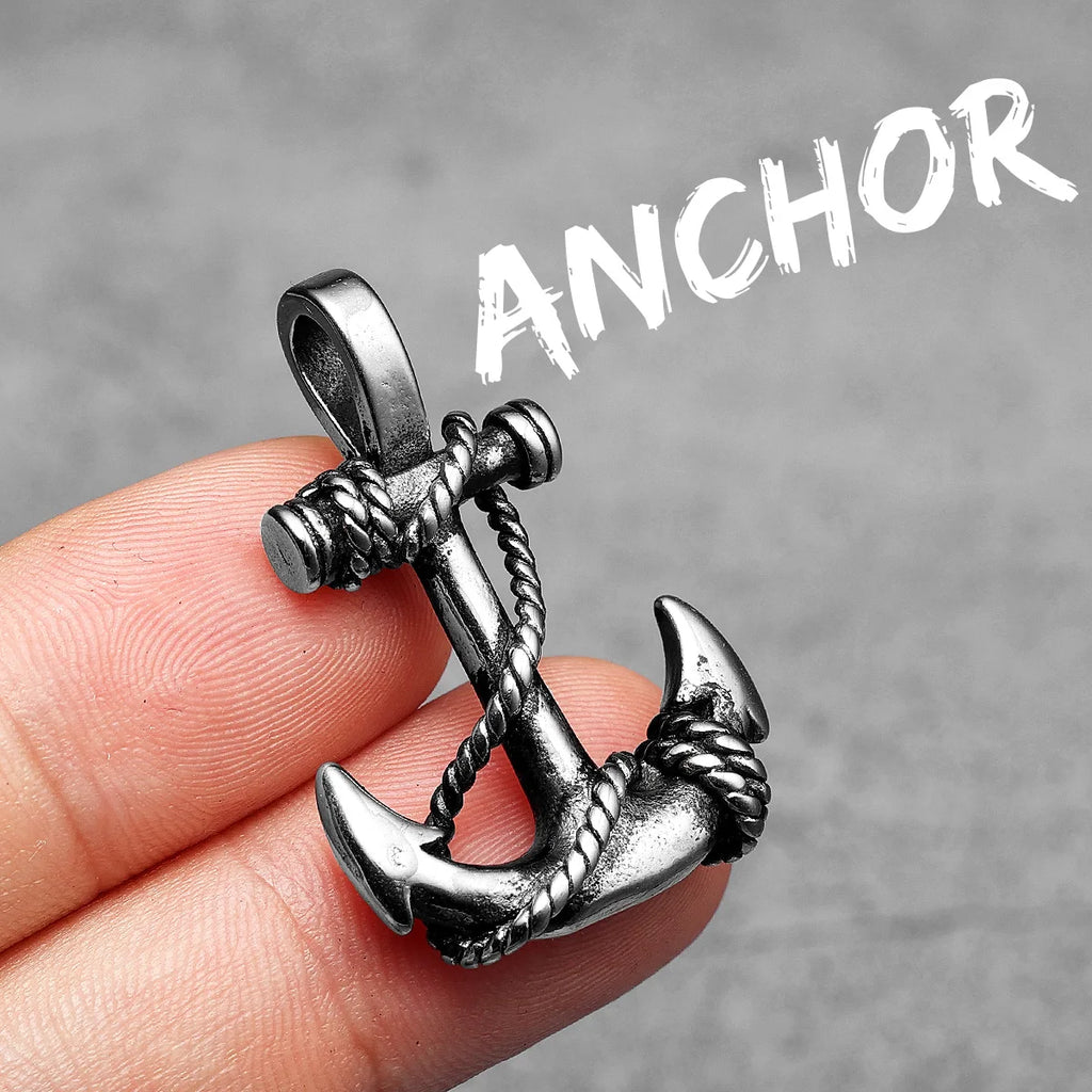 Anchor Sailor Pendant Necklace — Stainless Steel