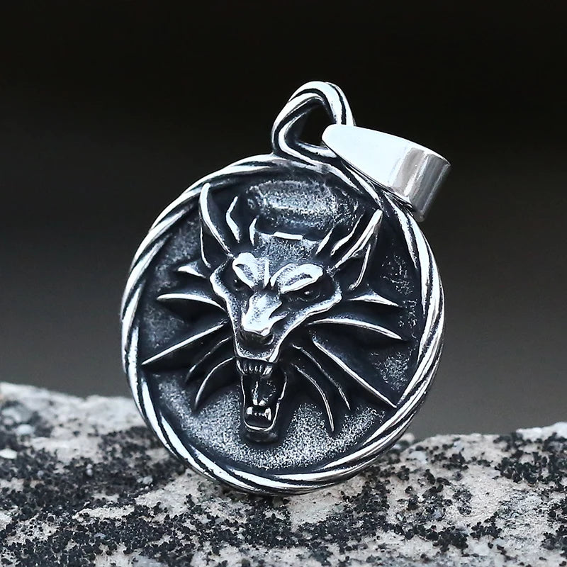 316L Stainless Steel Anime Wolf Head Pendant Necklace Vintage Choker Link Chain For Man Game Accessories Movie Boyfriend Gift