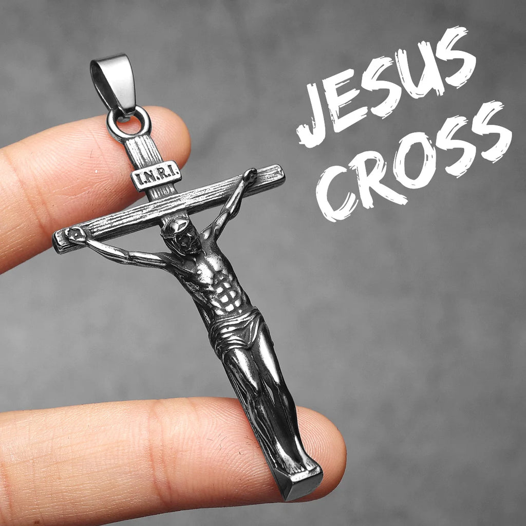 3D Jesus Cross Pendant — Stainless Steel