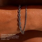 eManco 2/3/4/5MM Twisted Rope Chian Bracelet for Woman Man Hip Hop Punk Silver Color Stainless Steel Fashion Jewelry
