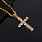 Large Cross Pendant Necklace — Gold-Tone Twist Chain