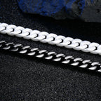 Men's Cuban Link Ceramic Bracelet Hypoallergenic, Black White Chain for Men, Masculine Jewelry Gift