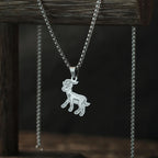 Kinitial Cute Goat Stainless Steel Necklace Chinese Culture Animal Zodiac Sheep Necklace Men Women Memorial Jewelry