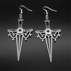 Cross Jesus Silver Earrings Goth Sword Star Hoop