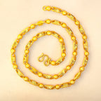 Rice Pattern Carved Necklace Men's 24K Gold AU999 - Thick gold chain for men, striking look for business banquets