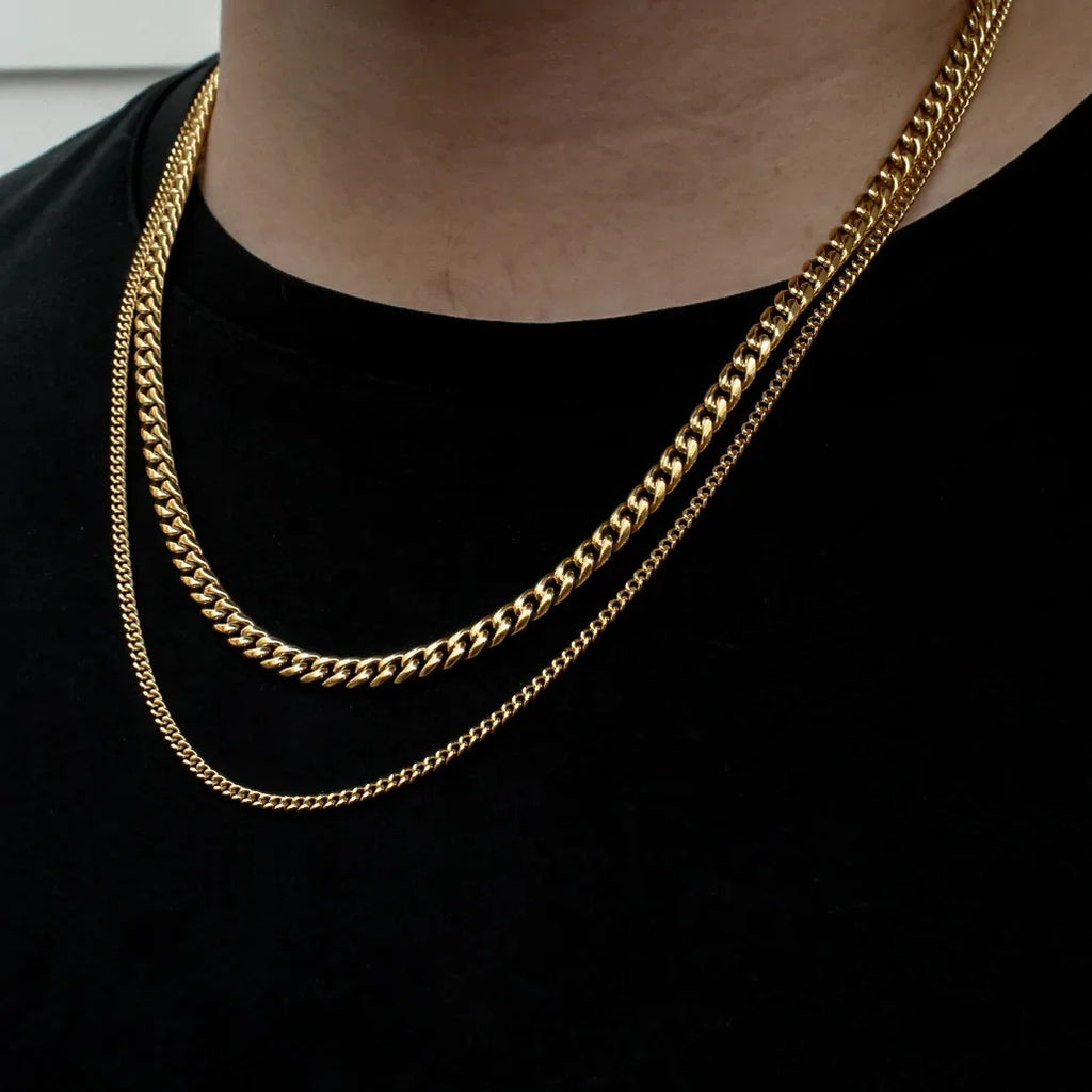 Vnox 3mm/5mm Cuban Chain Necklace for Men,Twisted Rope Links Collar,Stacked Stainless Steel Simple Basic Classic Unisex Necklace