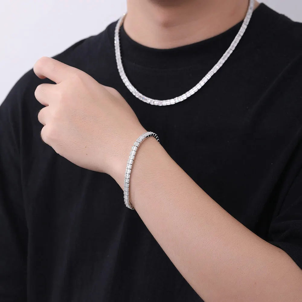 Iced Out Rock Sugar Tennis Chain Miami Cuban Link Necklace 5mm