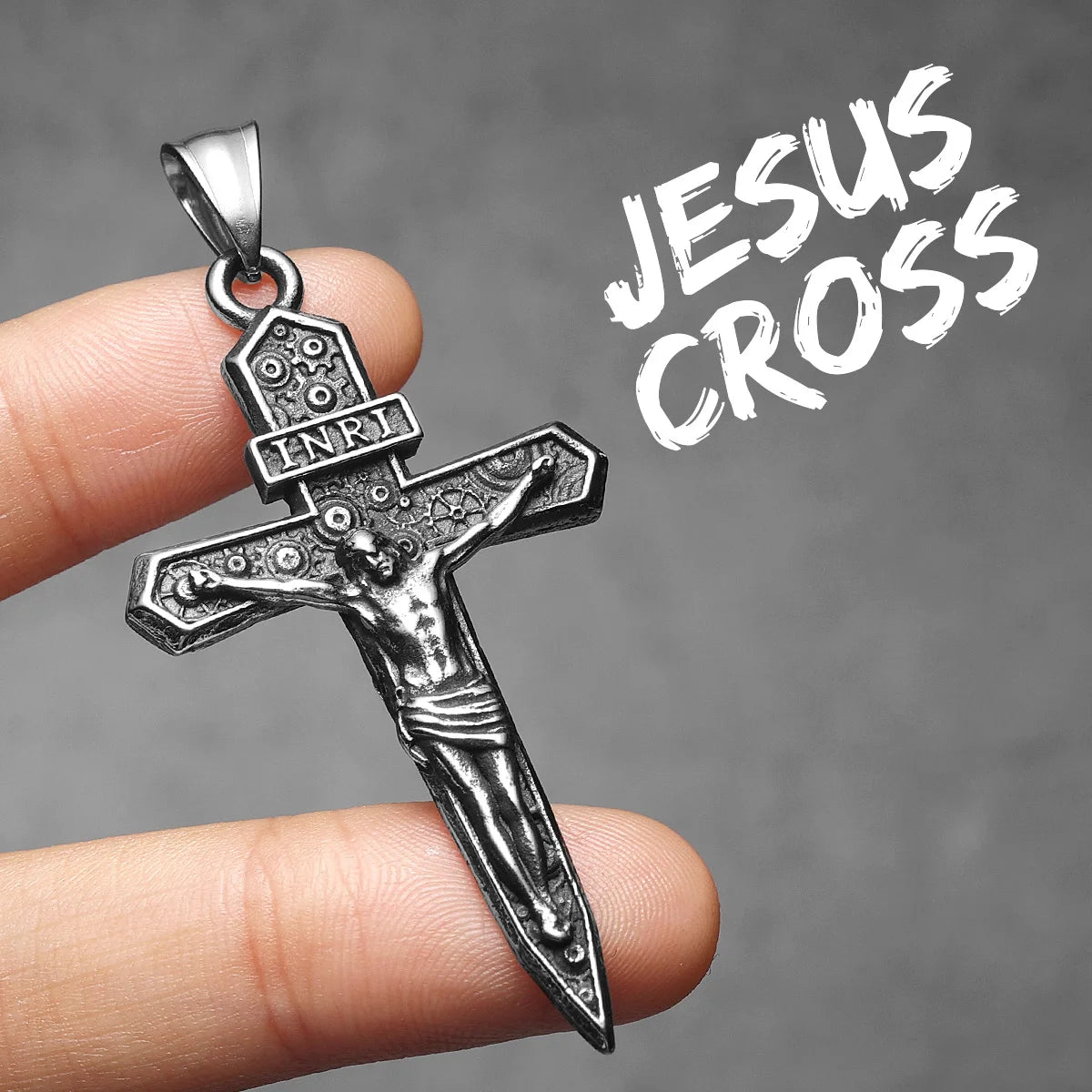 Cross INRI Jesus Pendant Necklace Stainless Steel