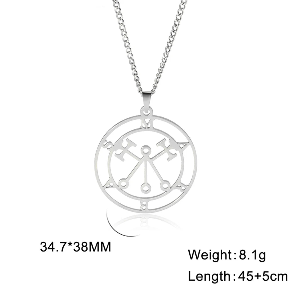 EUEAVAN Mythical Goddess Sigil of Lilith Necklaces Stainless Steel Demon Seal Marbas Pendant Necklace Solomon Amulet Jewelry