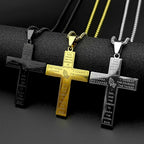 Jesus Cross Praying Hand Pendant — Gold