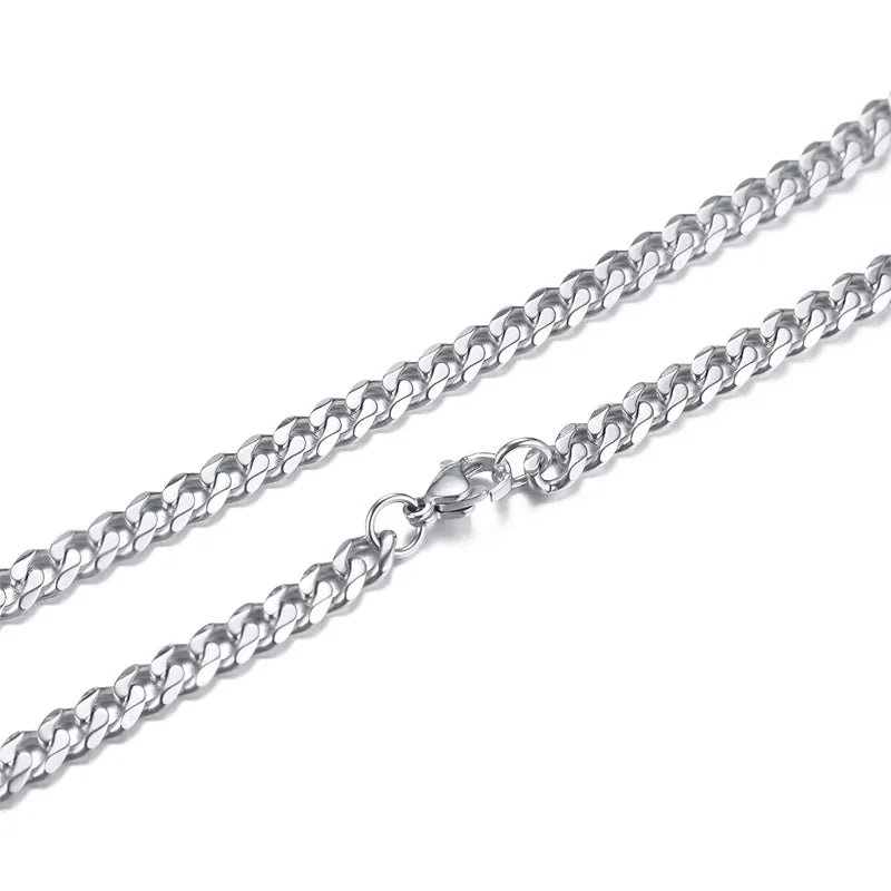 3/5/7mm Stainless Steel Cuban Link Chain Stainless Steel Necklace, Punk Hip-hop Choker for Men, Fashion Jewelry Accessories