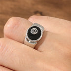 Number 8 Black Pool Billiard Ball Ring for Man, Personality Charm, Cocktail Party Accessories, Eight ,