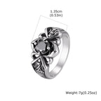 Men's Stylish Square Geometric Black Zircon Ring Stainless Steel Punk Waterproof Finger Jewelry Gift Party Daily Wear Size 7-11