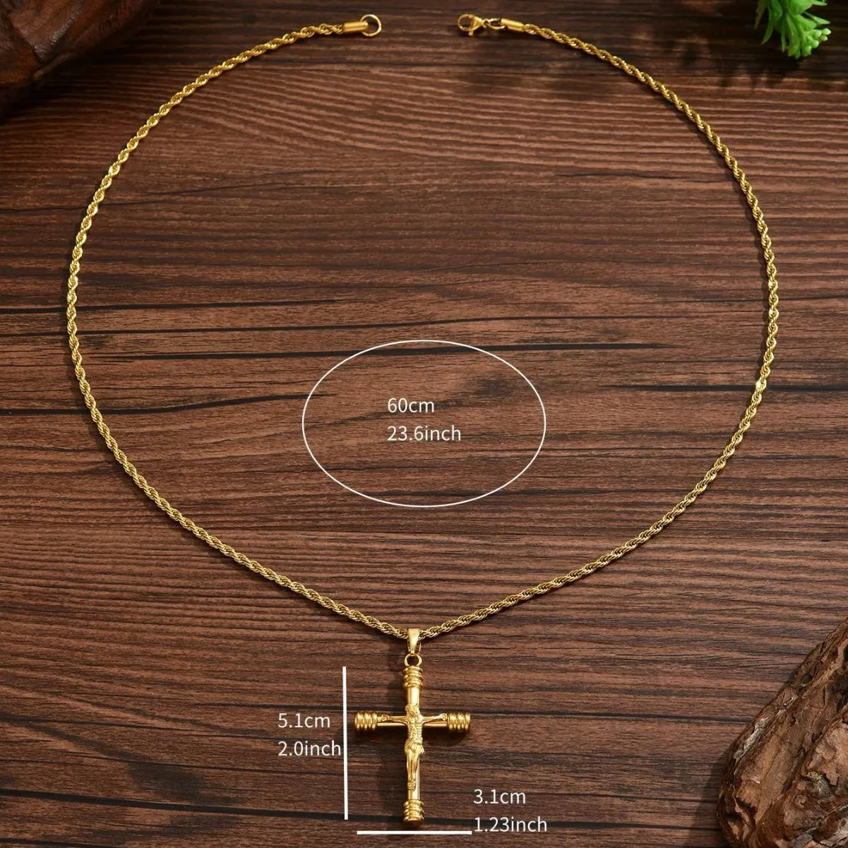 Luxury 24K 9999 Pure Gold real gold Men's and Women's Cross Pendant Necklace Spiral Cross