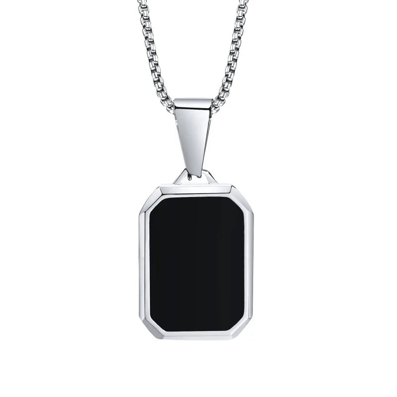 Simple Geometric Pendant Necklaces for Men Women Rectangle Stainless Steel Jewelry Cadenas Para Hombre Collares Para