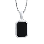 Simple Geometric Pendant Necklaces for Men Women Rectangle Stainless Steel Jewelry Cadenas Para Hombre Collares Para
