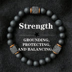 Adjustable Elastic Beaded Bracelet 8mm Round Beads — Black-Tone