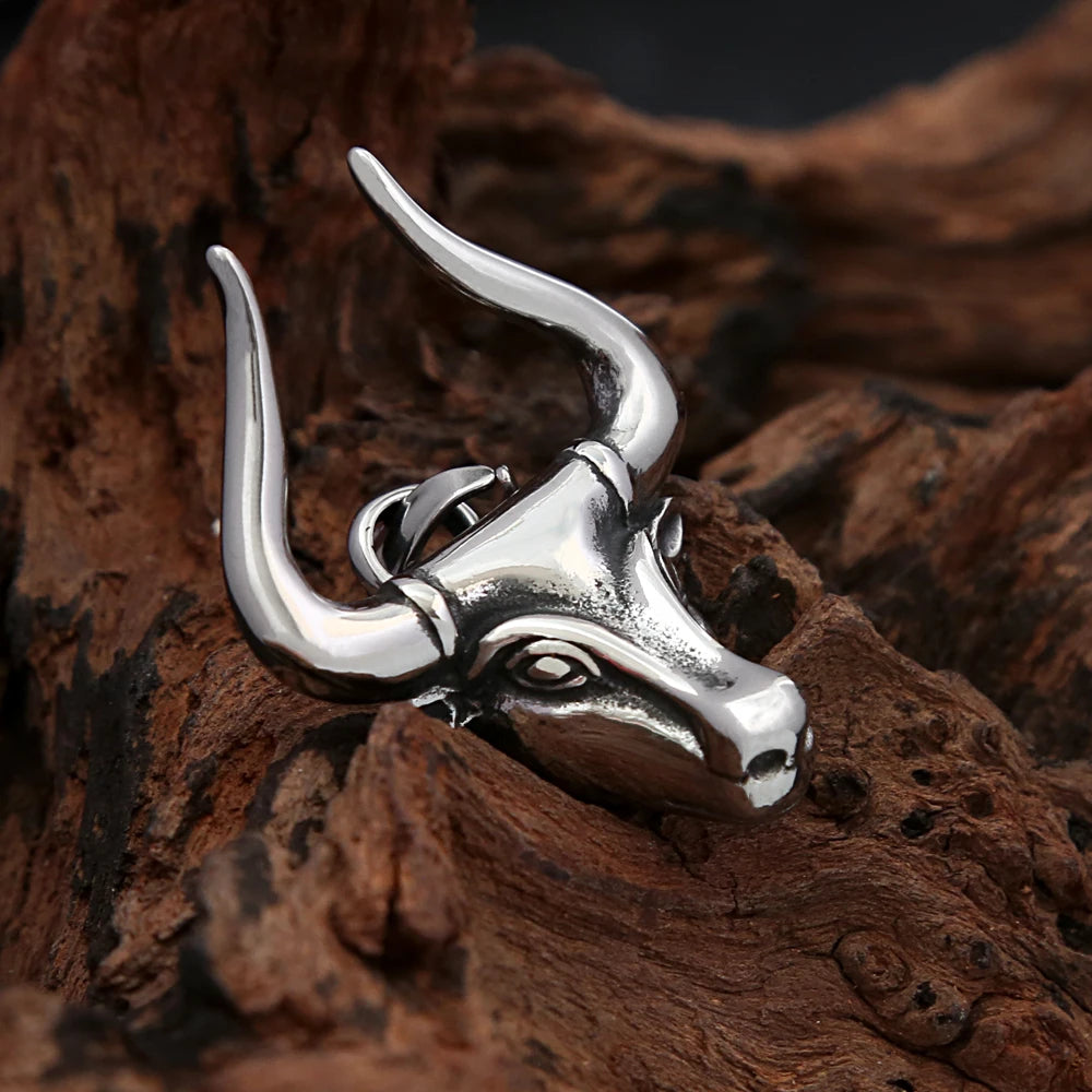 Bull Head Pendant — Stainless Steel