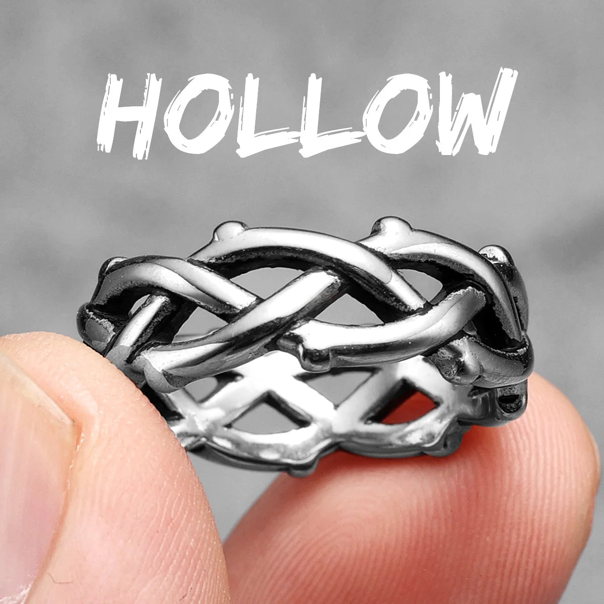 Weaving Hollow Stainless Steel Mens Rings Trendy Simple Unique Stylish for Male Boyfriend Jewelry Creativity Gift
