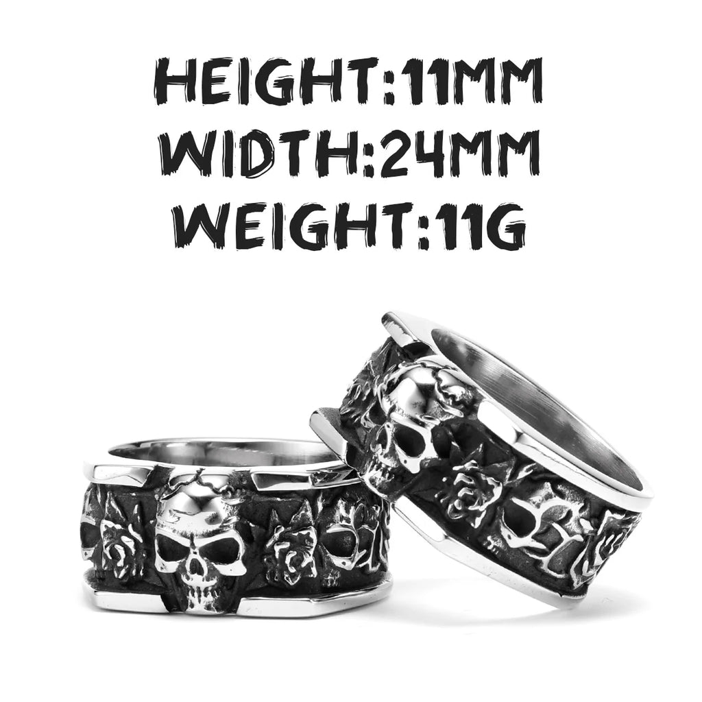 Rose Skull Ring — Stainless Steel