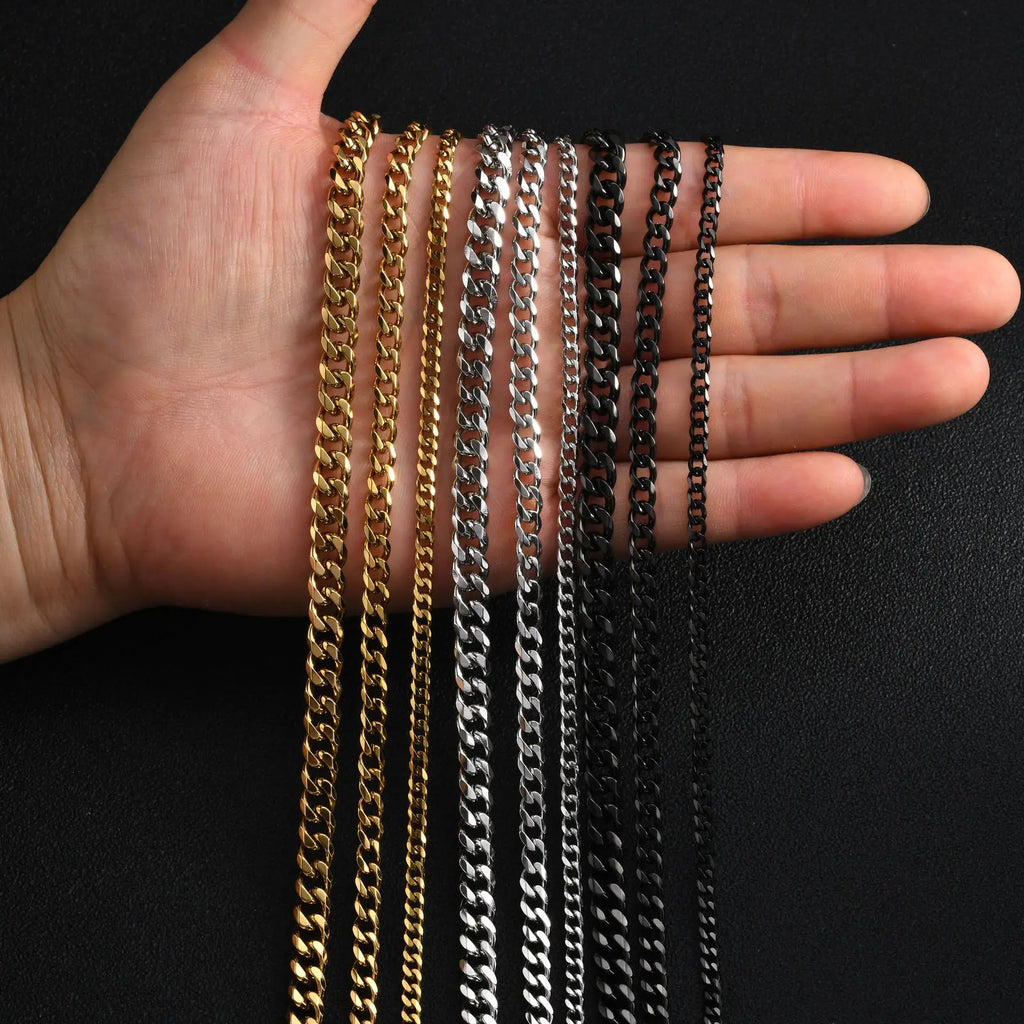 Classic Curb Chain Necklace for Men Women,3.5/5/7MM Stainless Steel Cuban Chain Chokers,Hip Hop Basic Chain Jewelry Gift