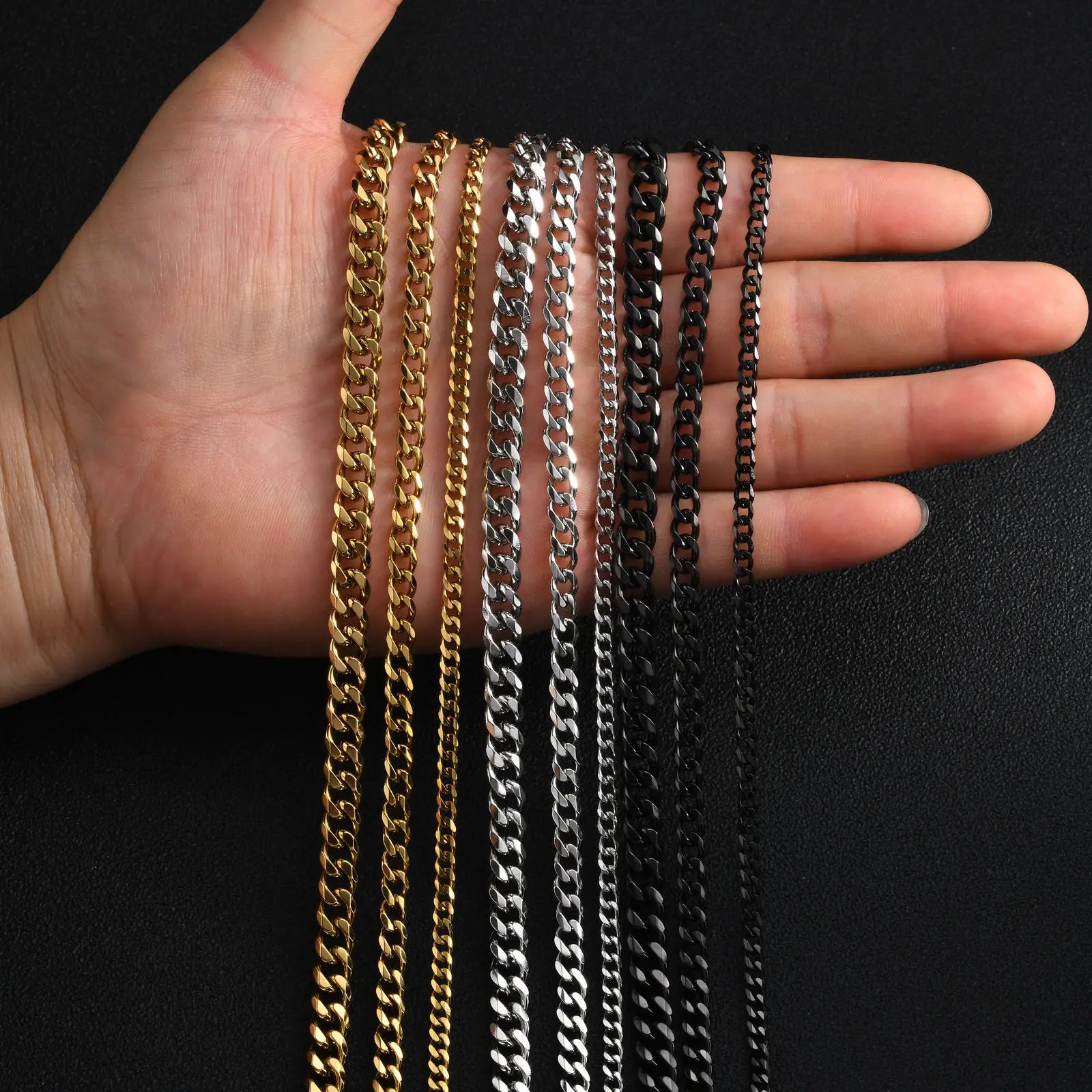 Classic Curb Chain Necklace for Men Women,3.5/5/7MM Stainless Steel Cuban Chain Chokers,Hip Hop Basic Chain Jewelry Gift
