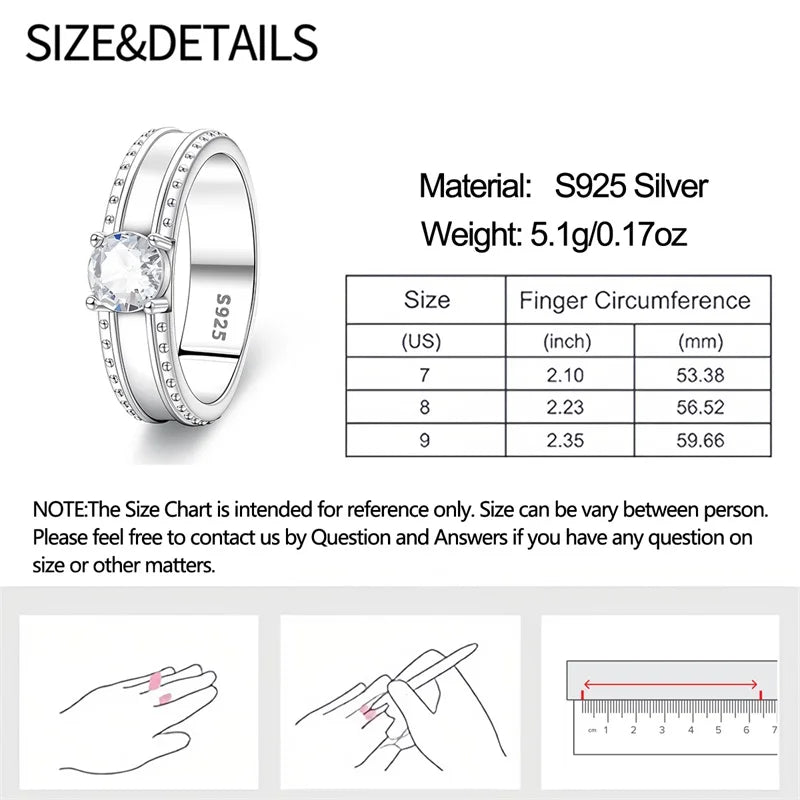 Men's Ring 925 Sterling Silver Couple Rings Square CZ Inlay Minimalist Daily Wear Jewelry Gift for Men Valentine's Day