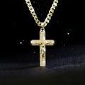 Gold-Plated Cross Necklace for Men Advanced Nanotech Tarnish-Free Cuban Figaro Rope Miami Chains with Jesus Crucifix