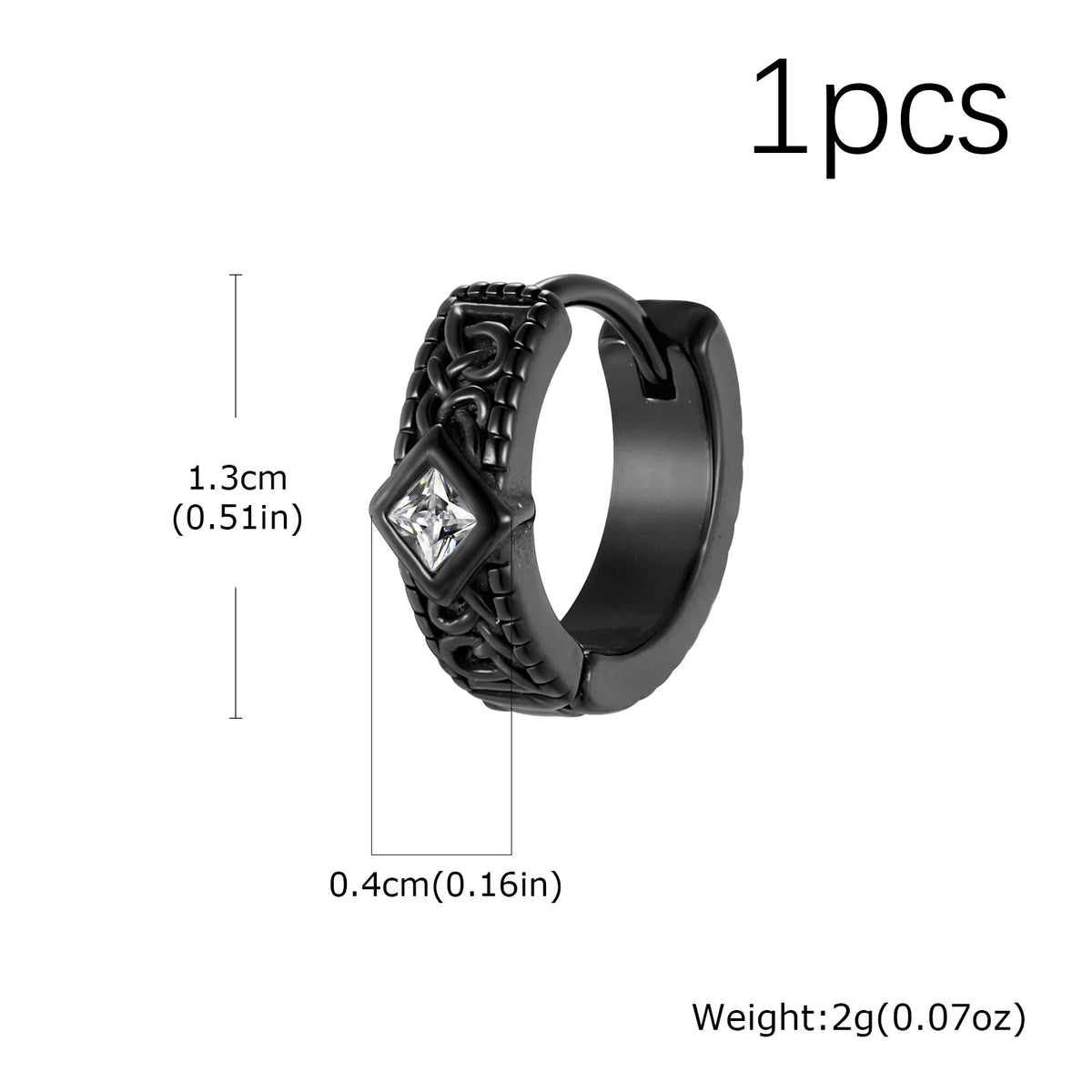 Gothic Rhombus Hoop Earrings for Men — Small, Stainless Steel