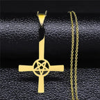 Inverted Cross Occult Pendant Necklace