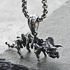 Retro Fashion Triceratops Skull Pendant Necklace Creative Personalized Trend Dinosaur Necklace Men Punk Hip Hop