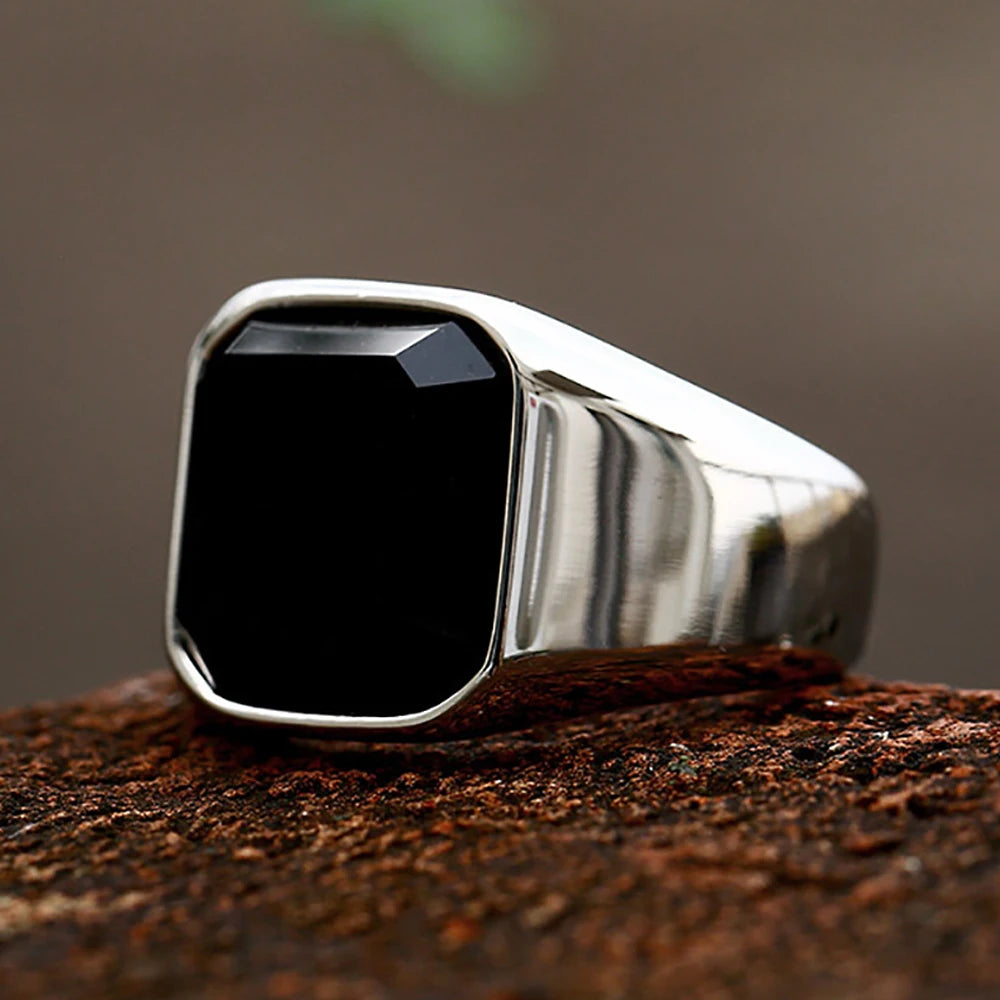 Black Iron Cross Pattern Ring — Stainless Steel