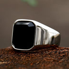 Black Iron Cross Pattern Ring — Stainless Steel