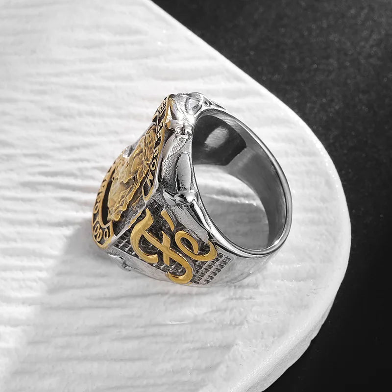 Jesus Face Ring Christian Amulet — 316L Stainless Steel