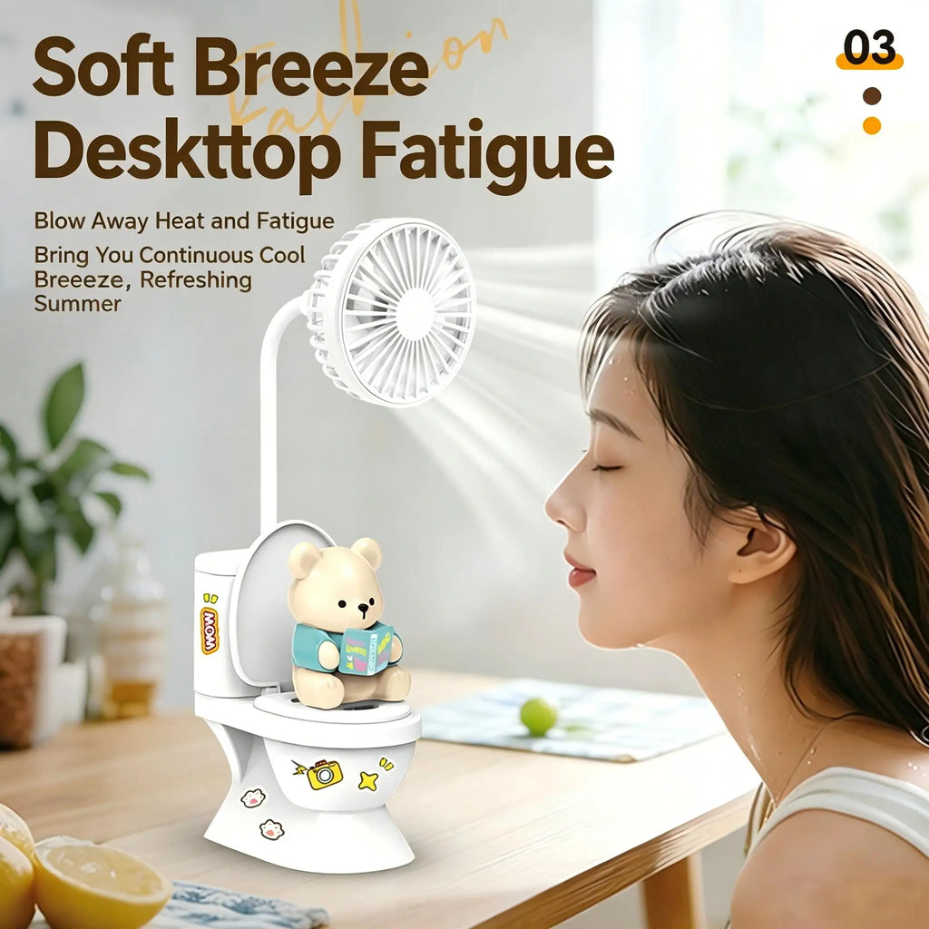 Creative Toilet Tabletop Fan HighStrong Wind Rechargeable Desktop Fan With Pen Holder Desk Fan for Kids Adults Home