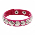 Gothic Round Rivet Leather Cuff Bracelet — Adjustable Bangle